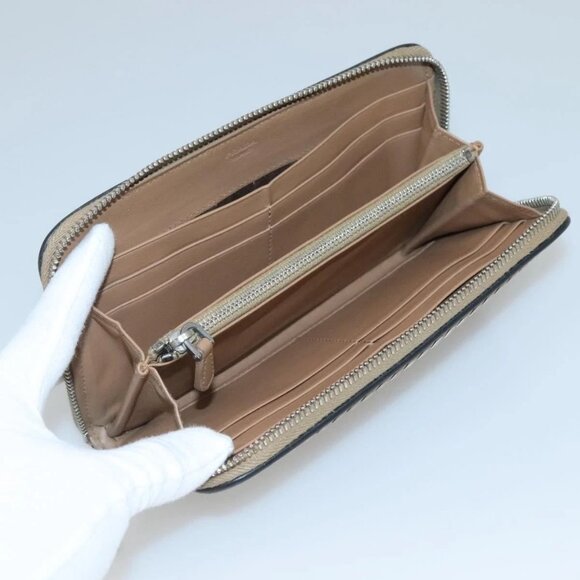 PRADA Long Wallet Leather Silver Beige Auth - Picture 12 of 16